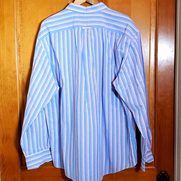 NAUTICA L BLUE & RED STRIPPED LONGSLEVE BUTTON UP - Picture 2 of 4